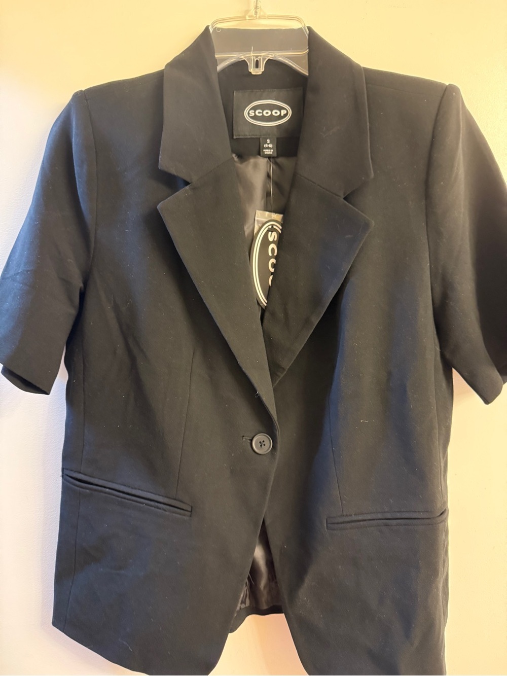 Scoop Black Short-Sleeve Boxy Blazer Women’s Sz S 4-6 NWT